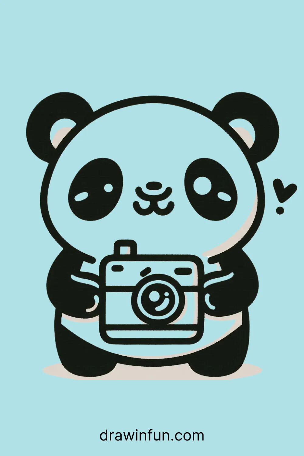 A panda holding a small camera easy drawing