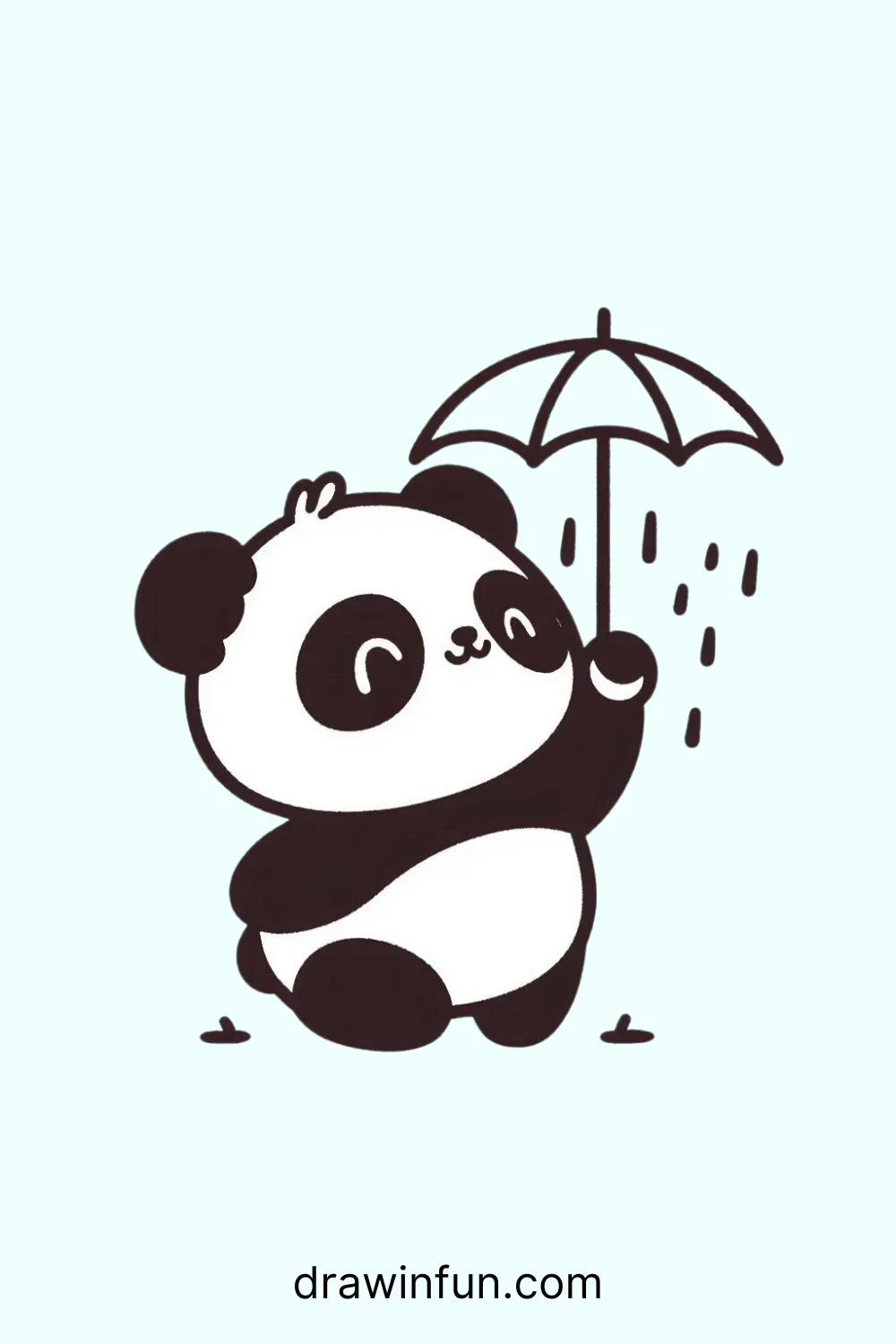 A panda holding a tiny umbrella easy drawing