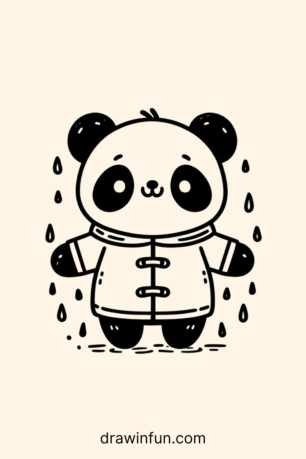 A panda in a little raincoat easy drawing