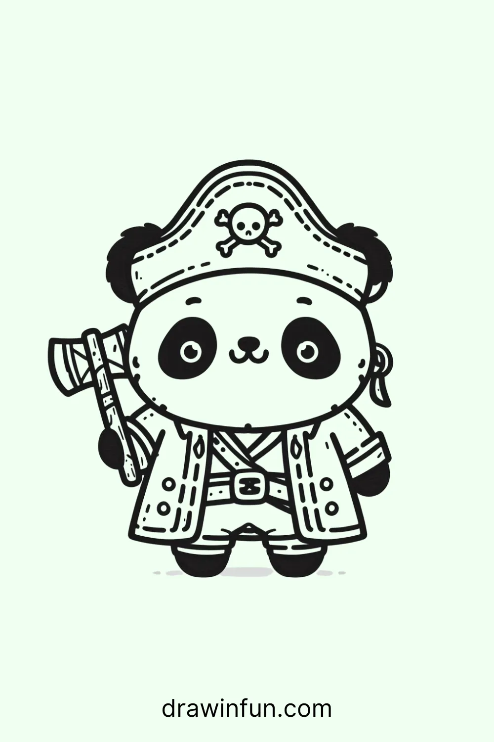 A panda in a pirate outfit easy drawing