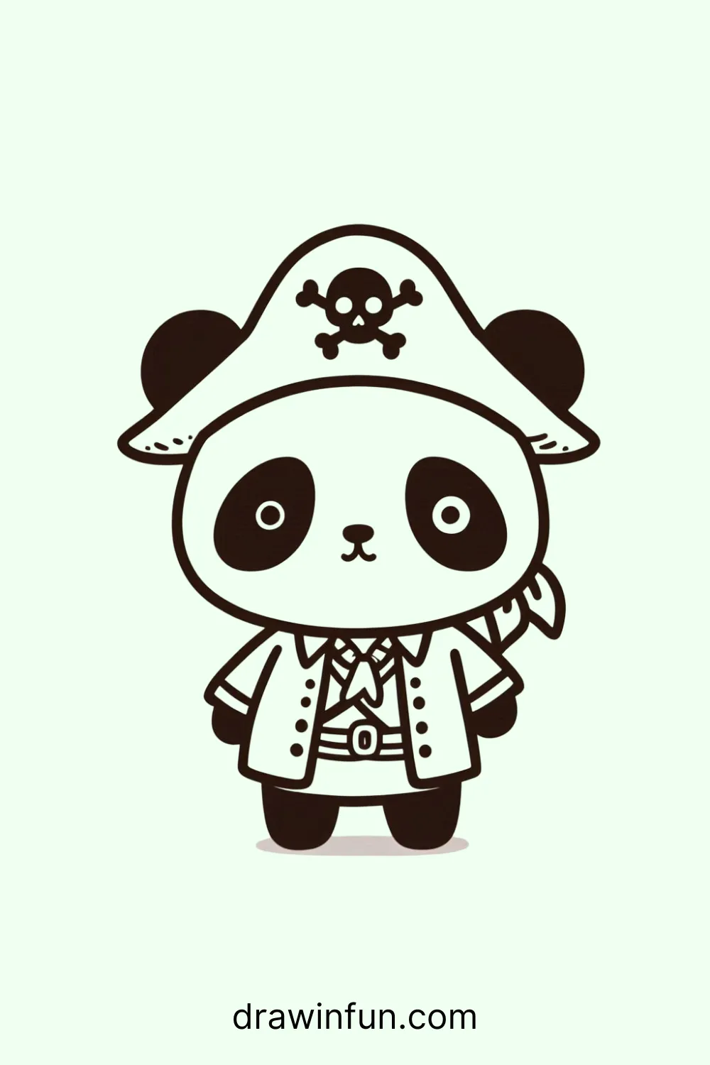 A panda in a pirate outfit easy drawing