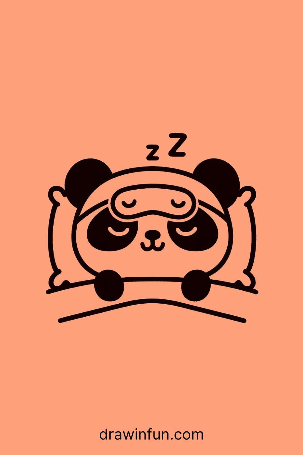 A panda in a sleep mask easy drawing