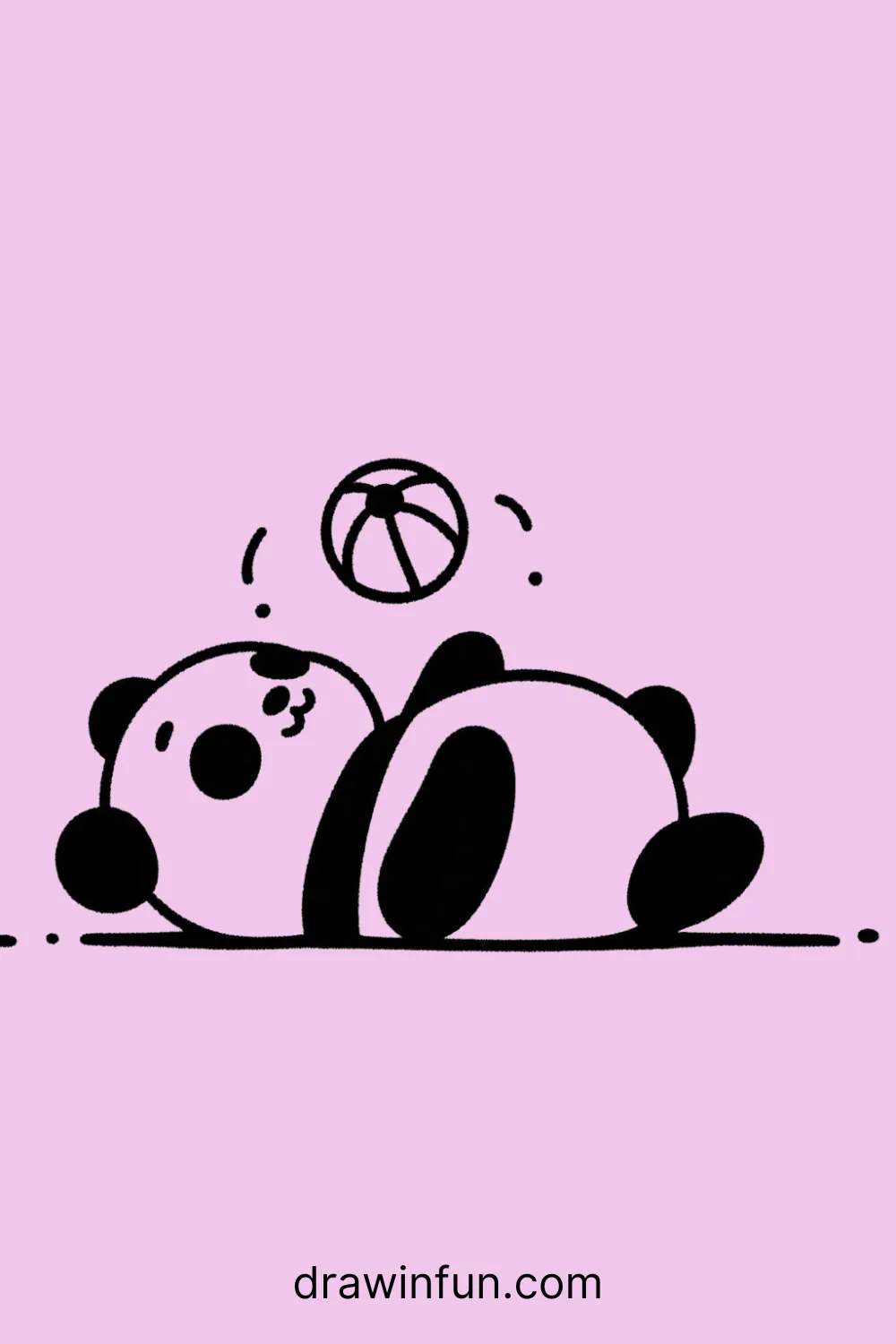 A panda playing with a ball easy drawing