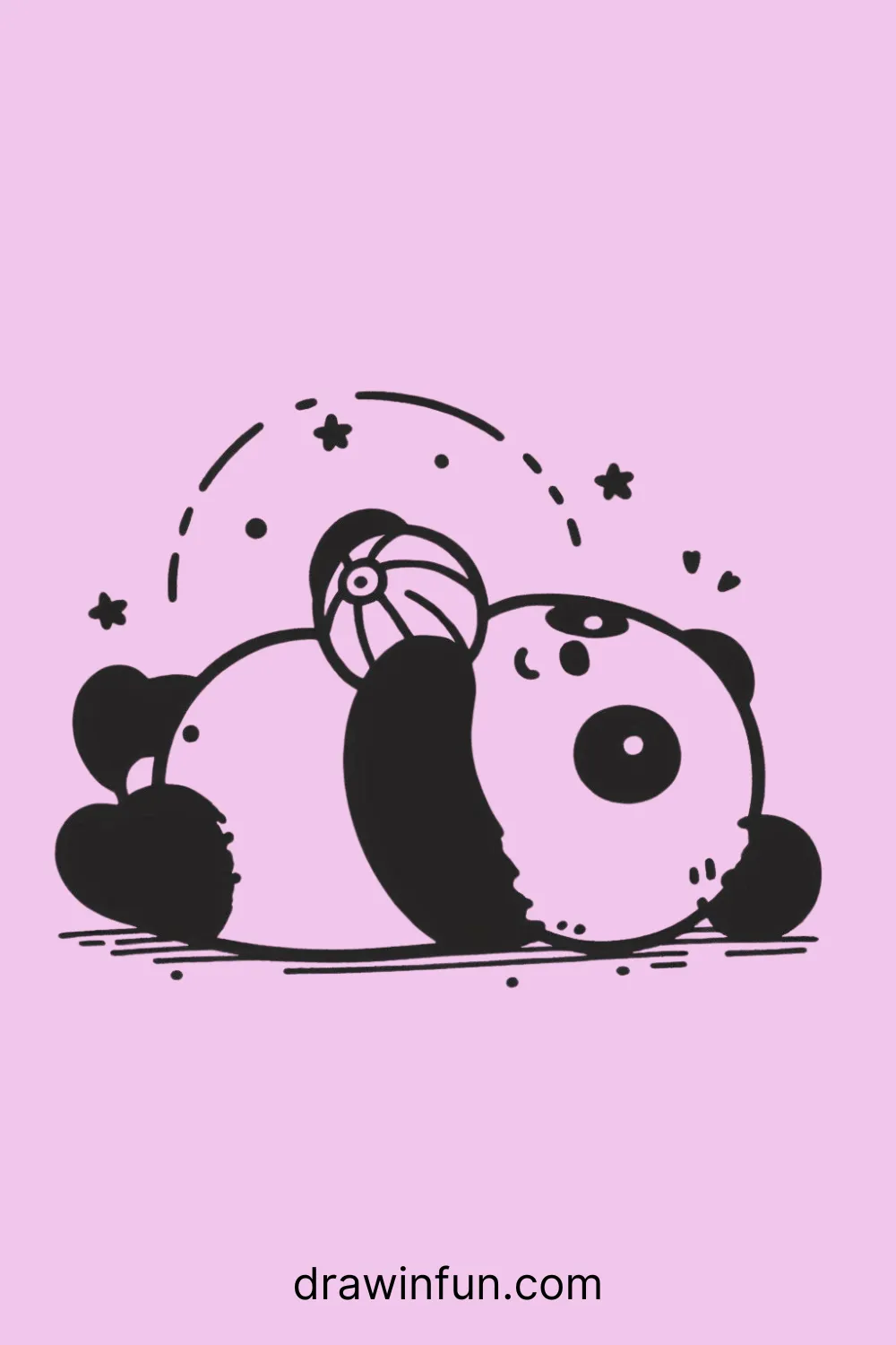 A panda playing with a ball easy drawing