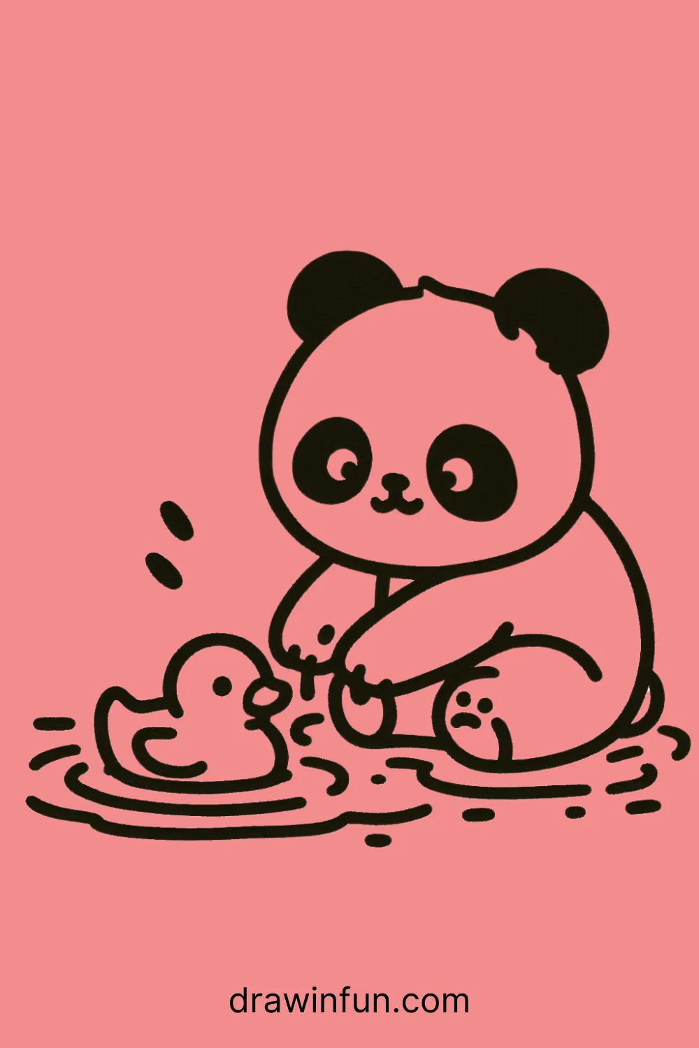 A panda playing with a rubber ducky easy drawing