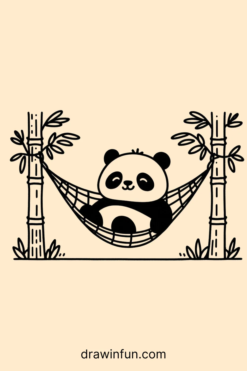 A panda relaxing in a hammock easy drawing