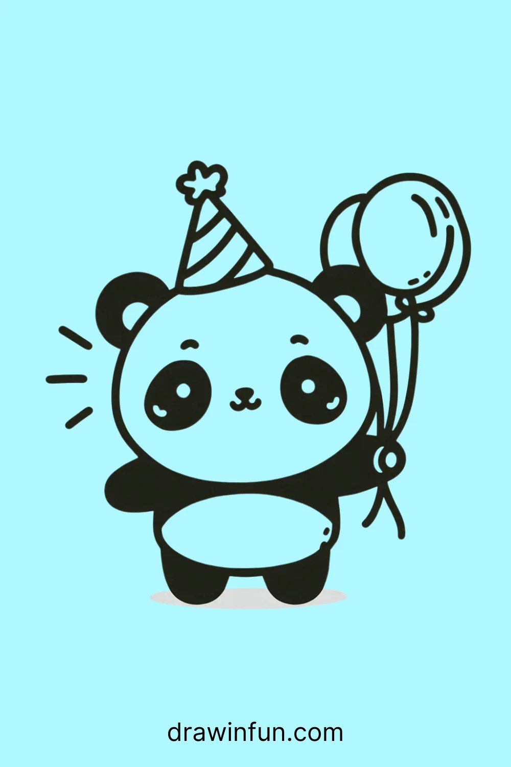 A panda wearing a party hat easy drawing