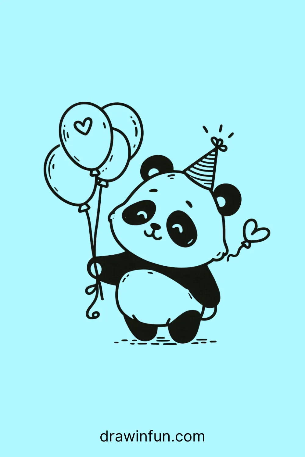 A panda wearing a party hat easy drawing