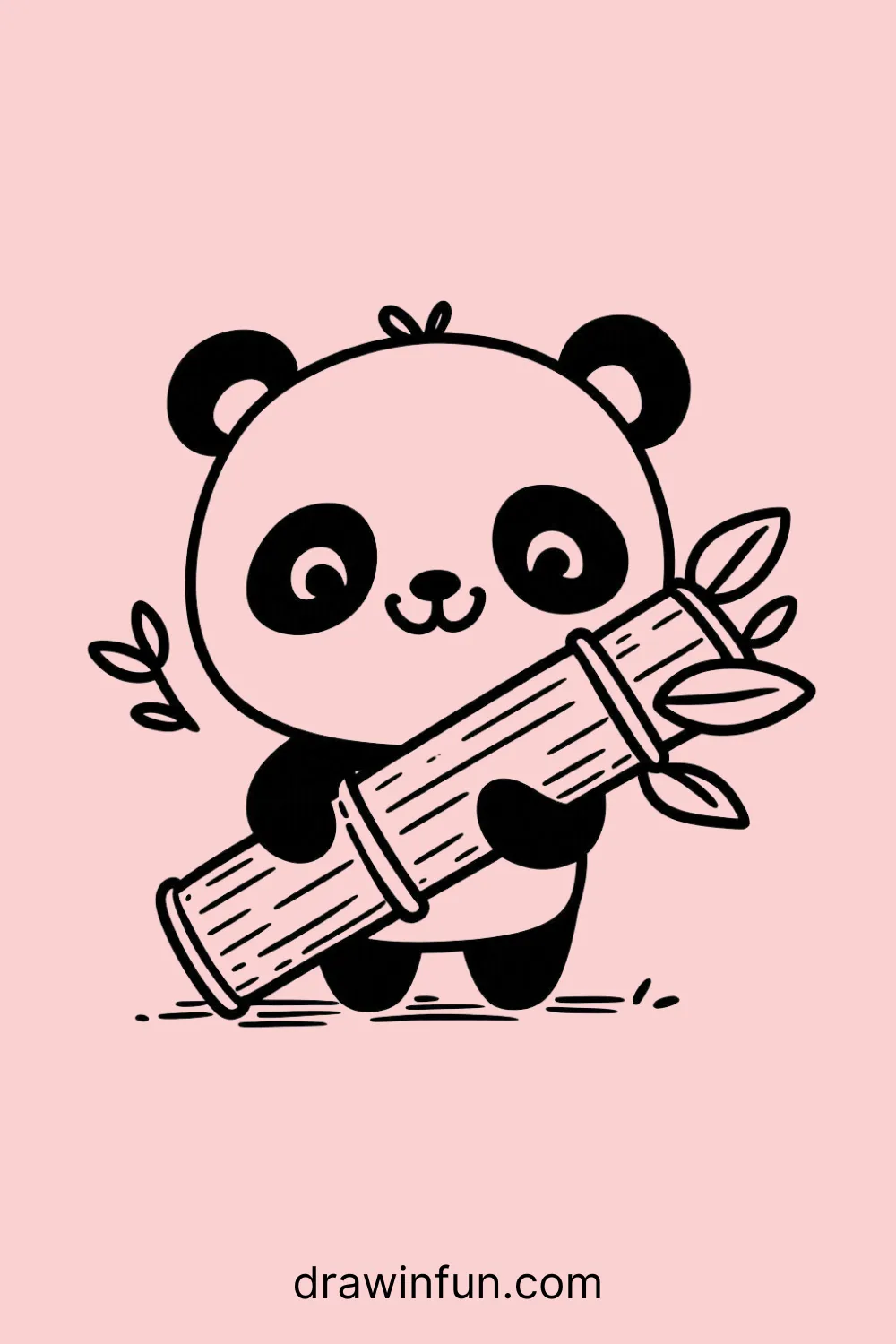 A panda holding a giant bamboo easy drawing