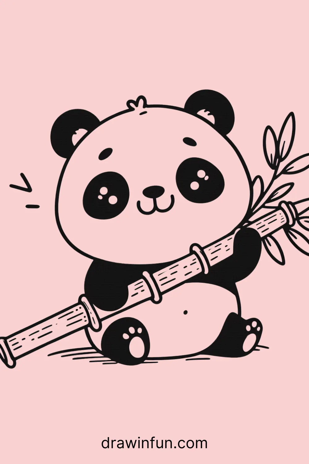 A panda holding a giant bamboo easy drawing