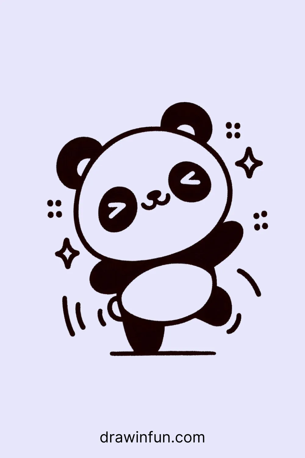 A panda dancing easy drawing