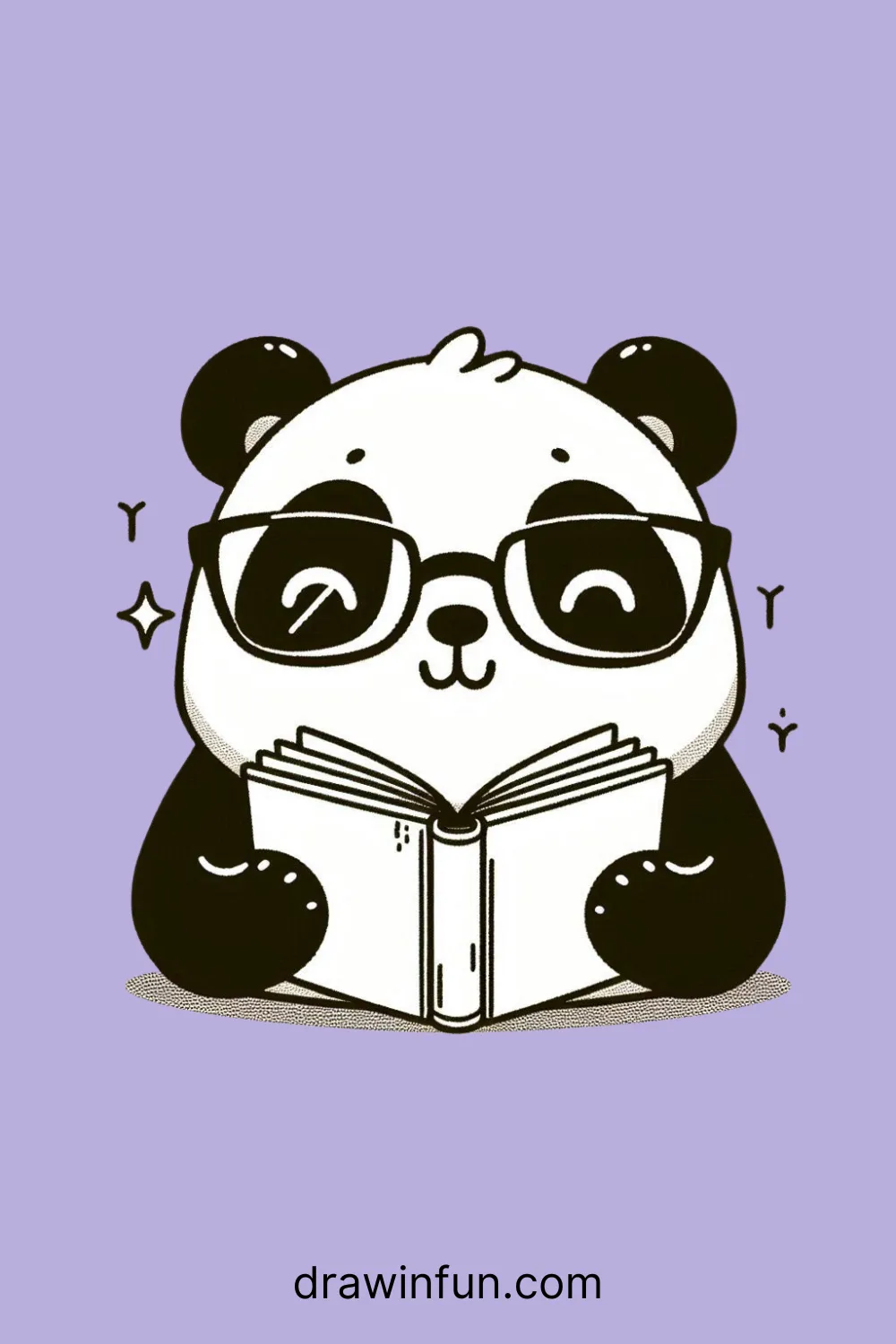 A panda reading a book easy drawing