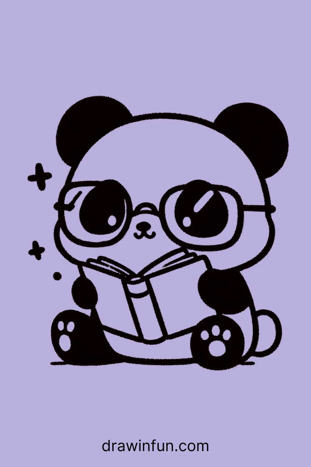 A panda reading a book easy drawing