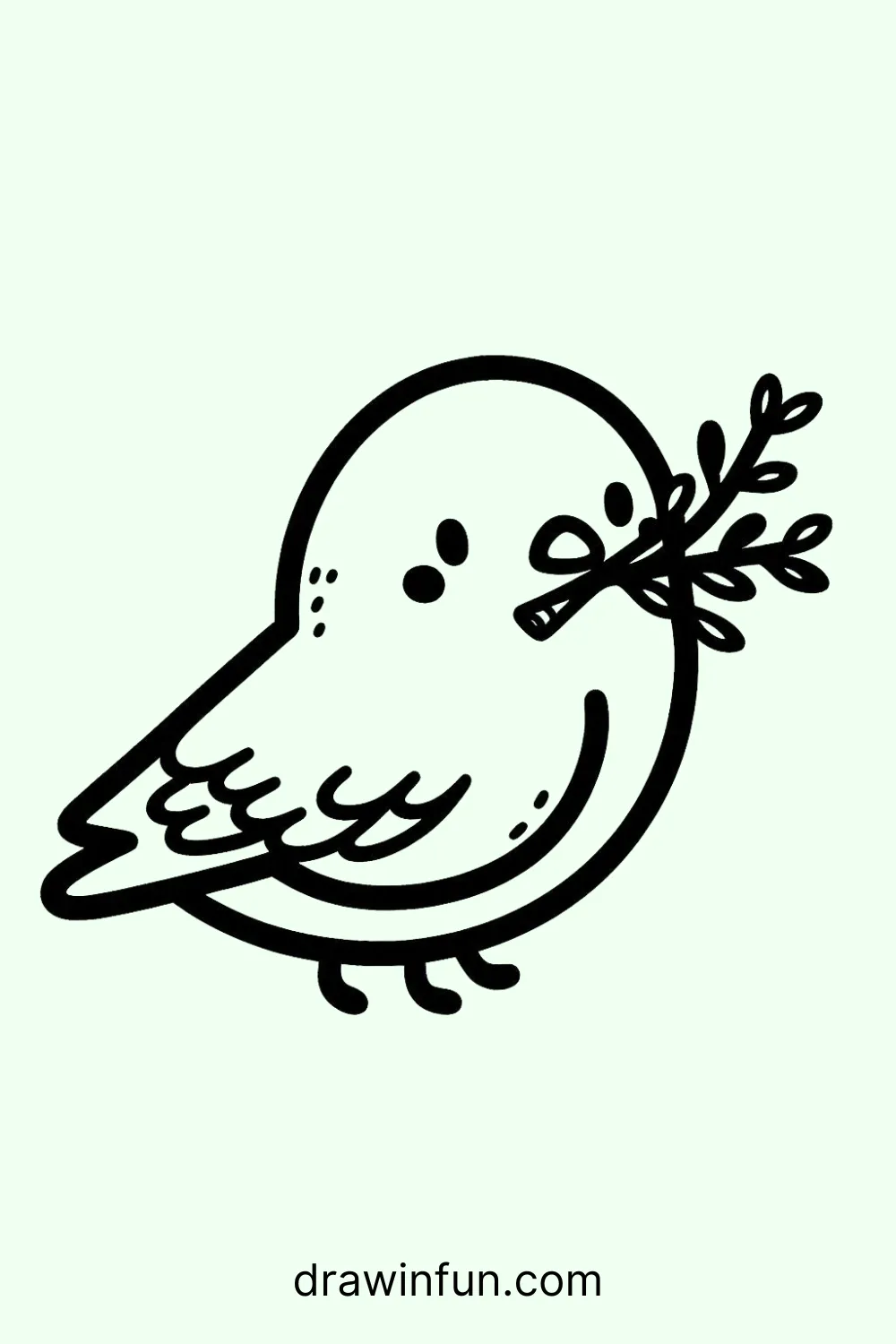 Pigeon carrying a twig easy drawing