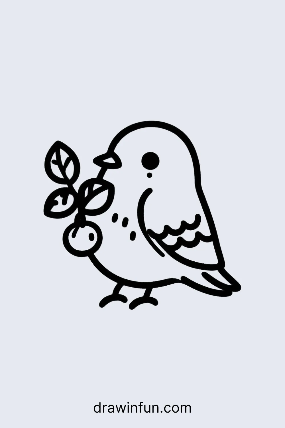 Pigeon holding a berry easy drawing