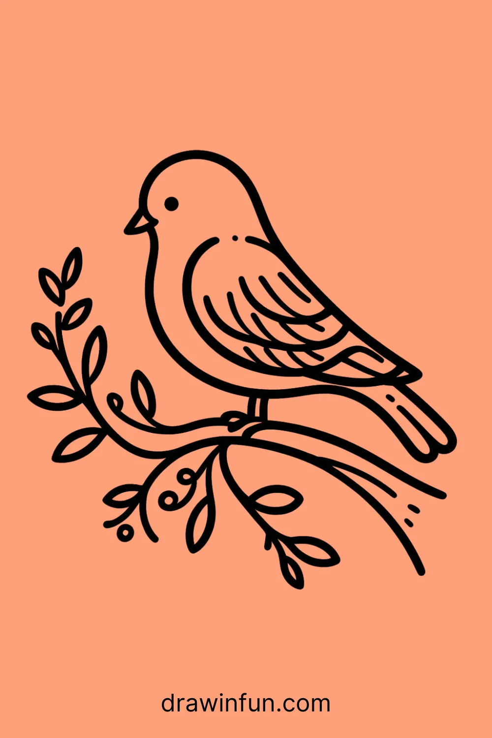 Pigeon Perched on a Branch easy drawing