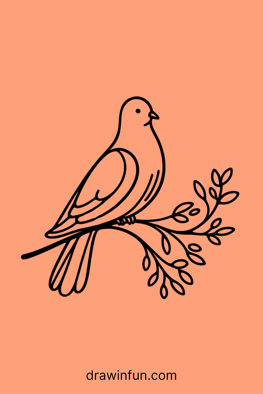 Pigeon Perched on a Branch easy drawing