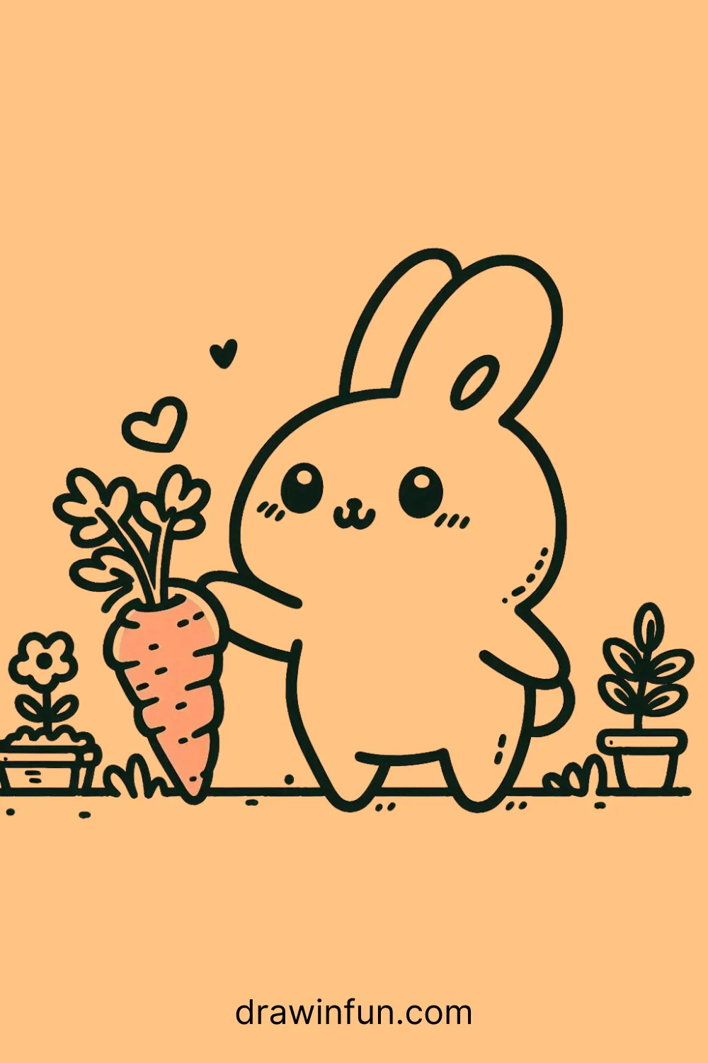 Rabbit with a Sprouting Carrot easy drawing