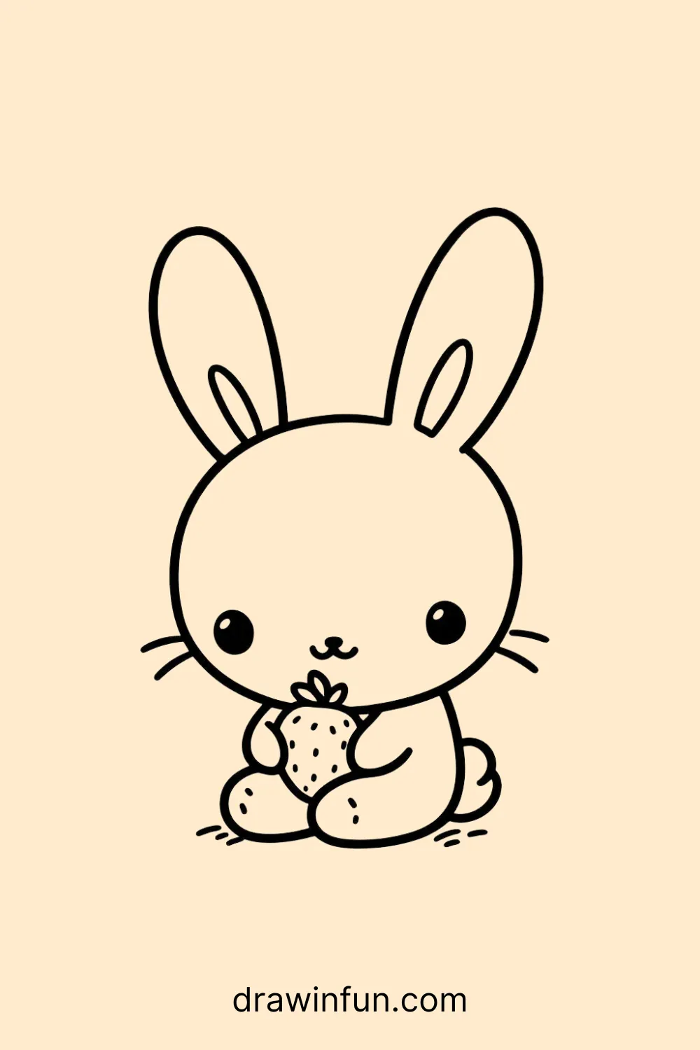 Rabbit holding a berry easy drawing