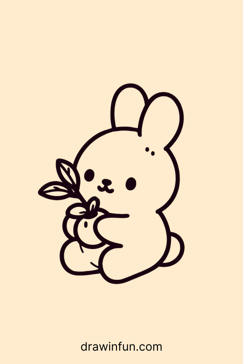 Rabbit holding a berry easy drawing