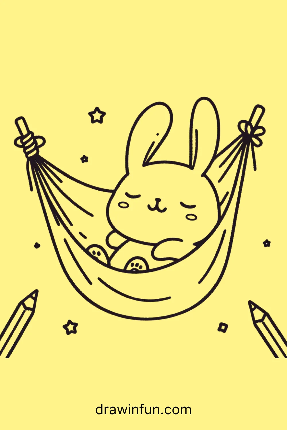 Rabbit in a Hammock easy drawing