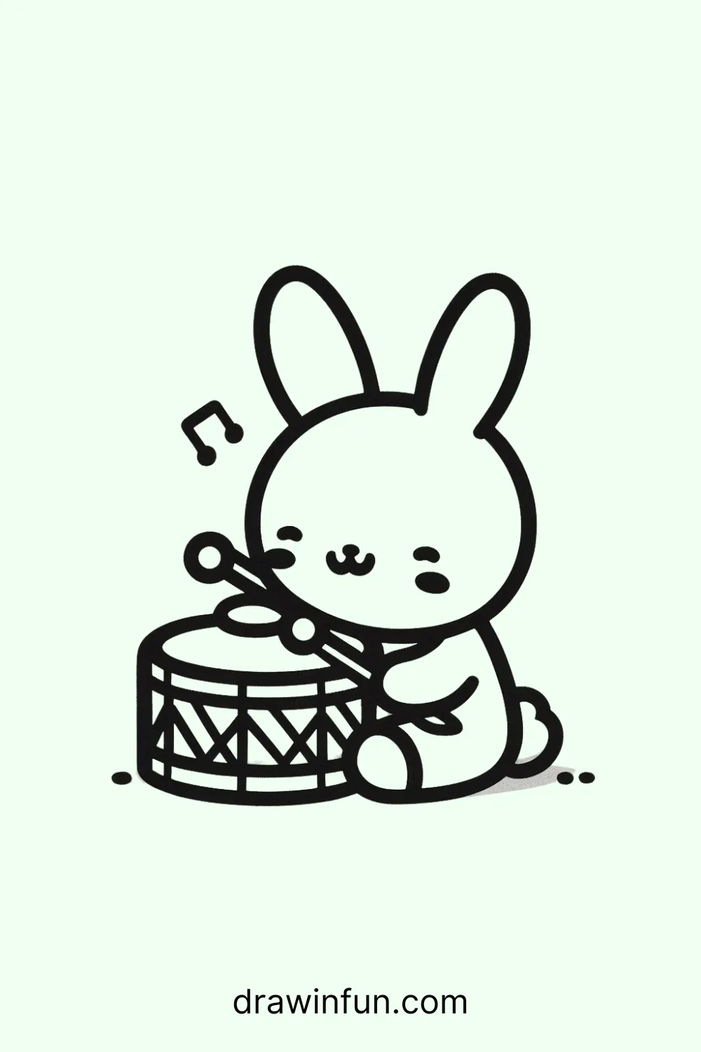 Rabbit playing a small drum easy drawing