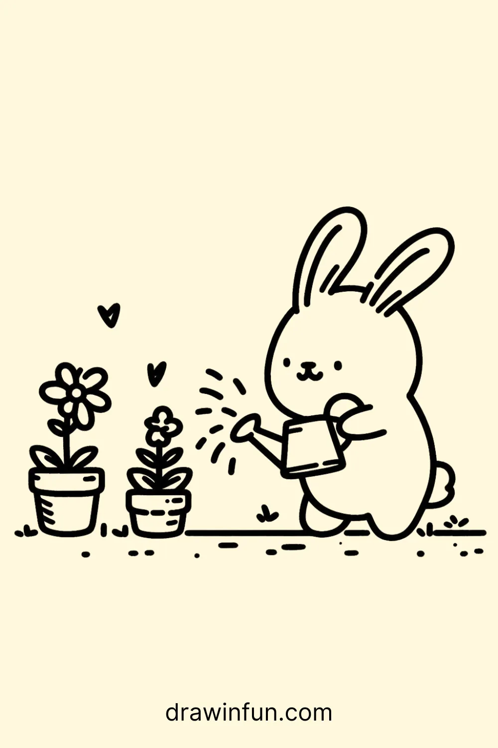 Rabbit with a Watering Can easy drawing