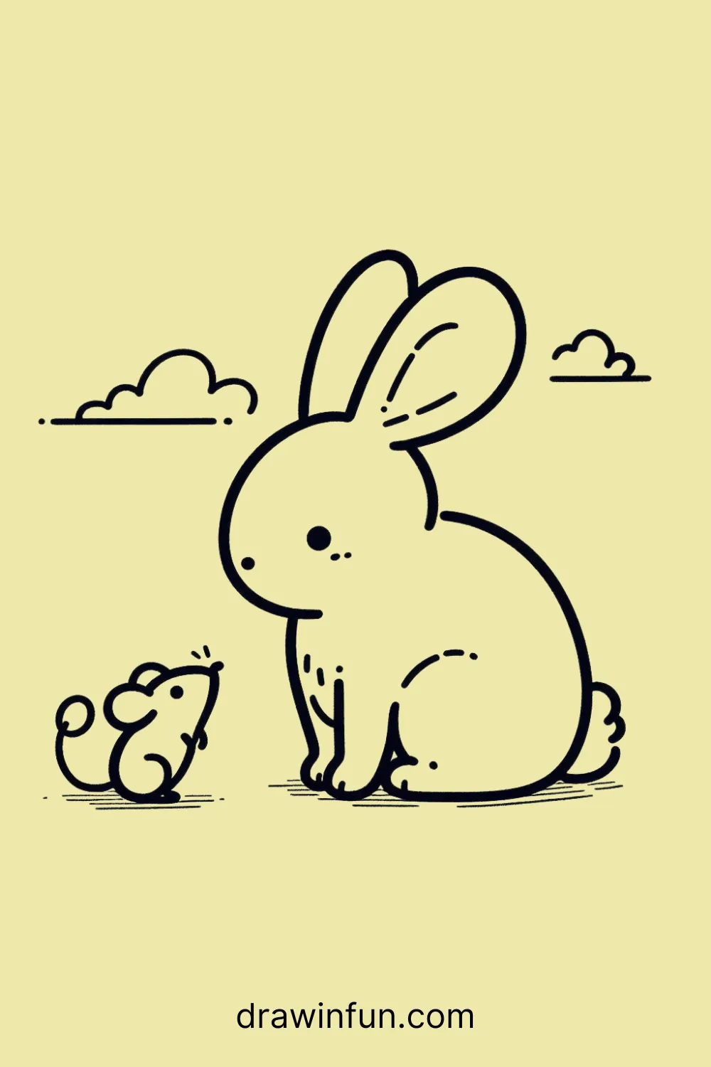 Rabbit with a Tiny Friend easy drawing