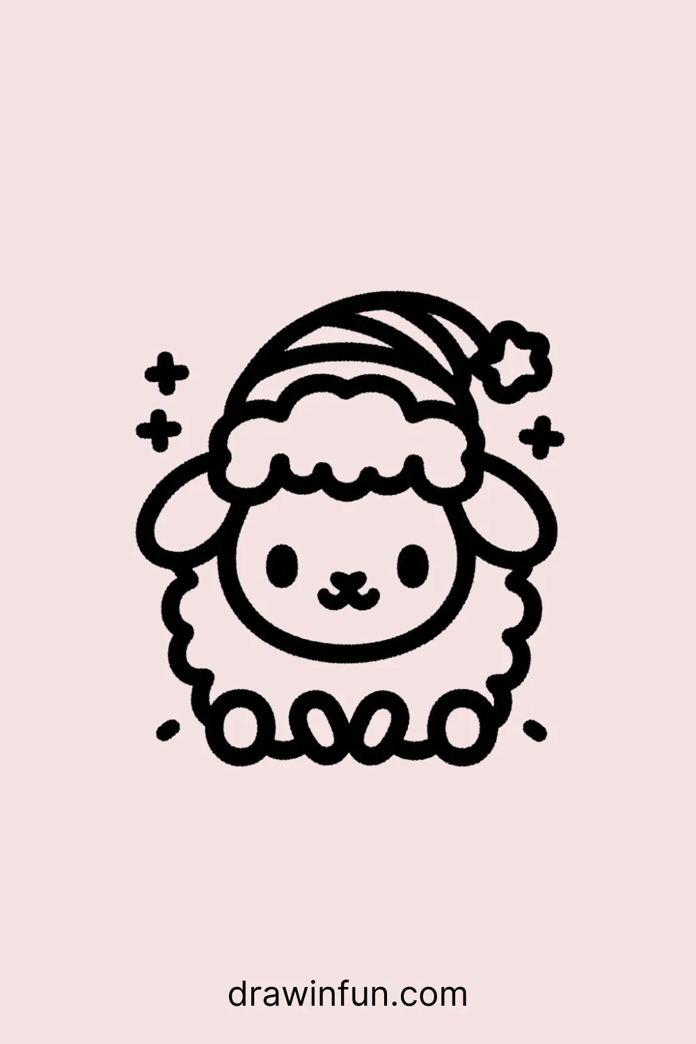 A sheep with a simple sun hat easy drawing