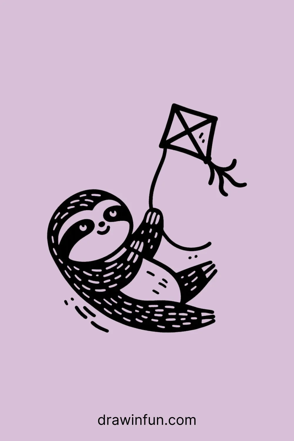 Sloth and a Small Kite easy drawing