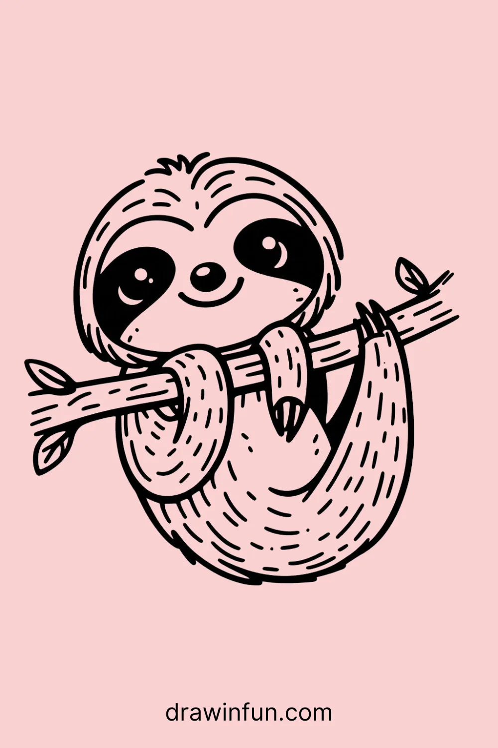 Sloth Hanging from a Tree easy drawing