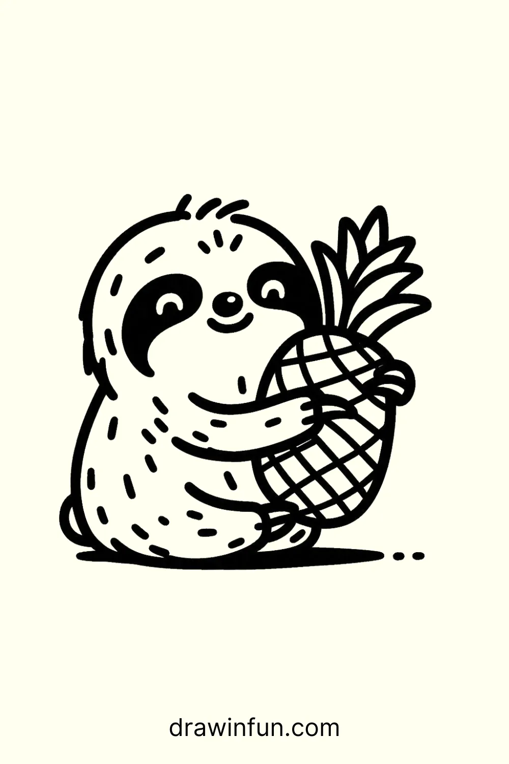 Sloth holding a pineapple easy drawing