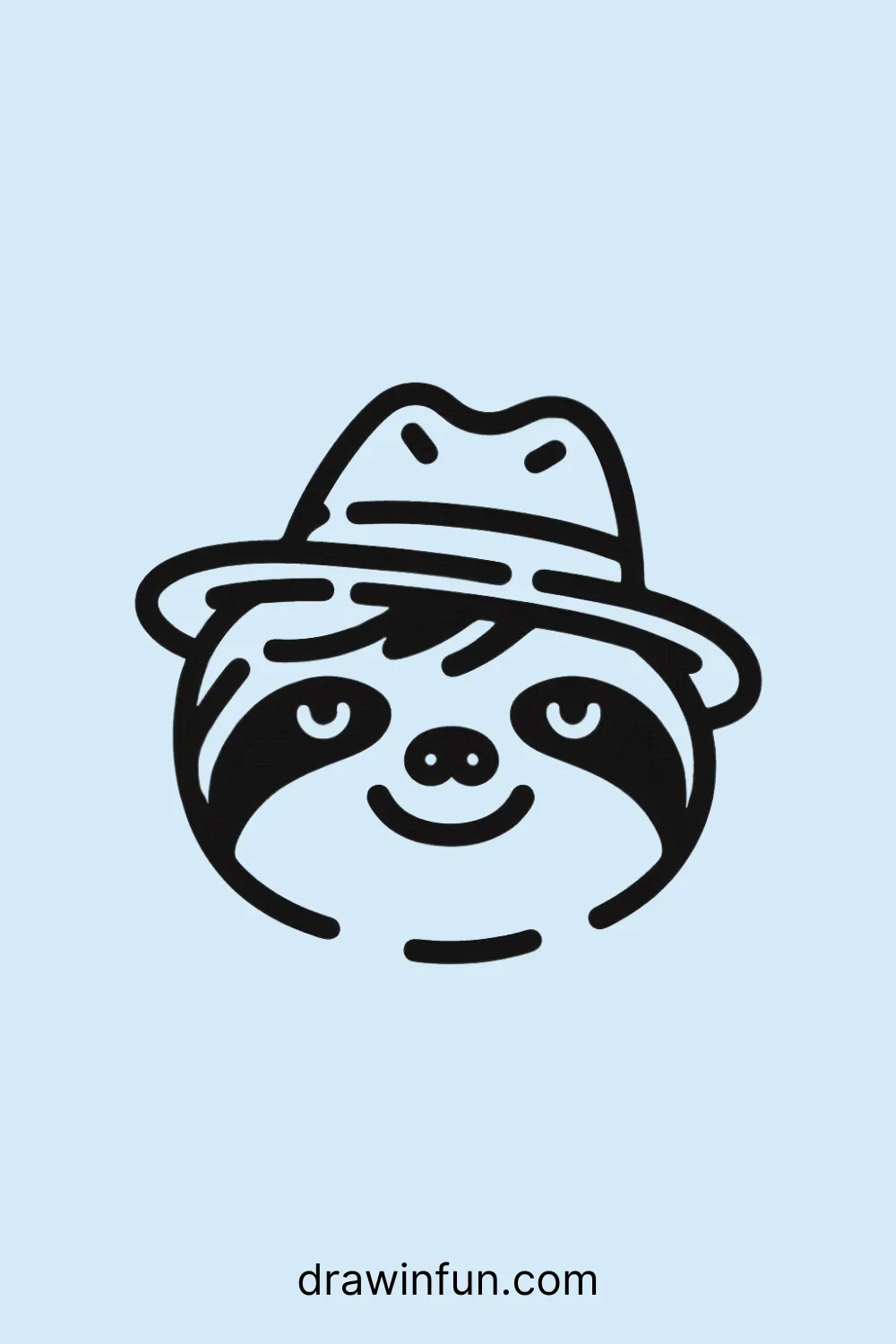 Sloth wearing a cute hat easy drawing