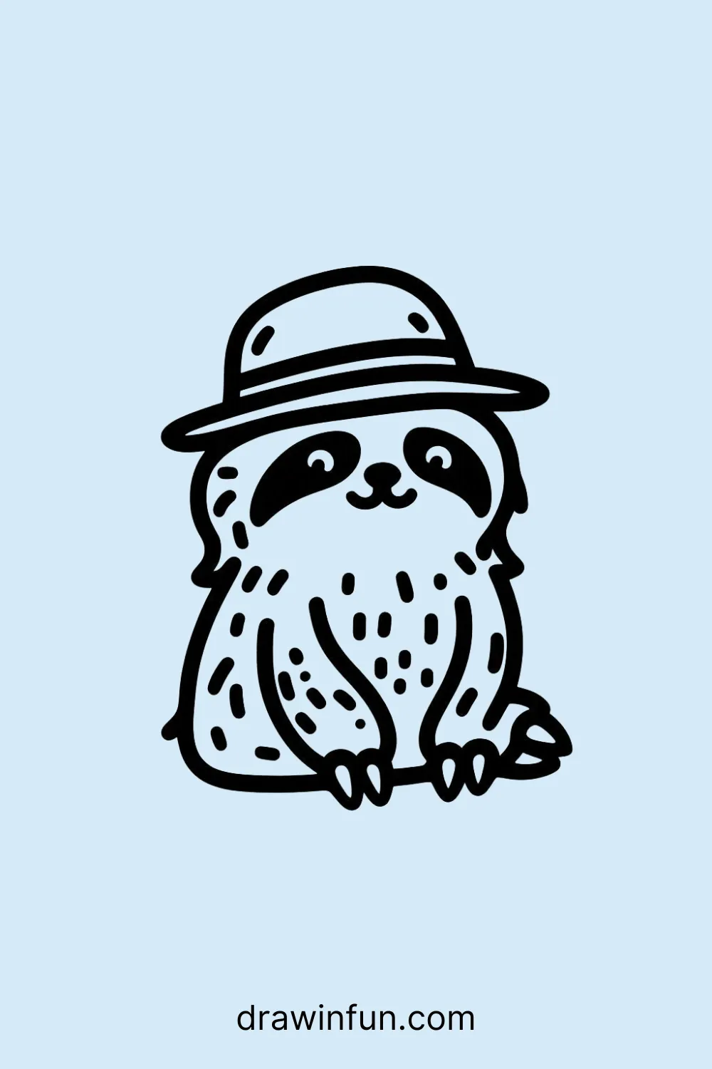 Sloth wearing a cute hat easy drawing