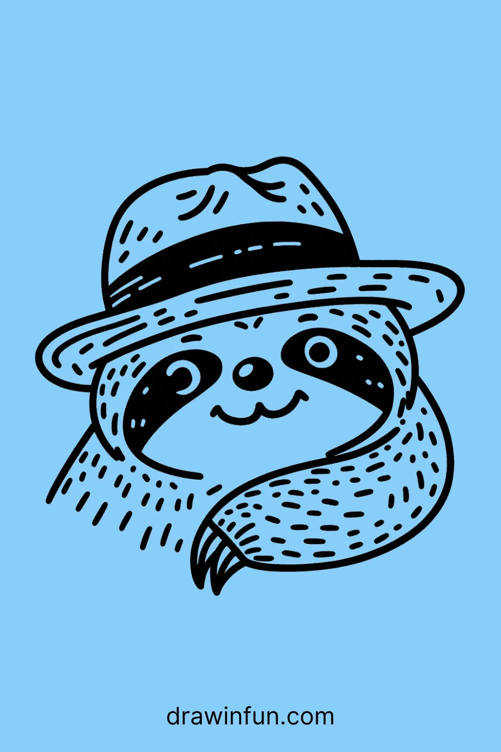 Sloth wearing a winter hat easy drawing