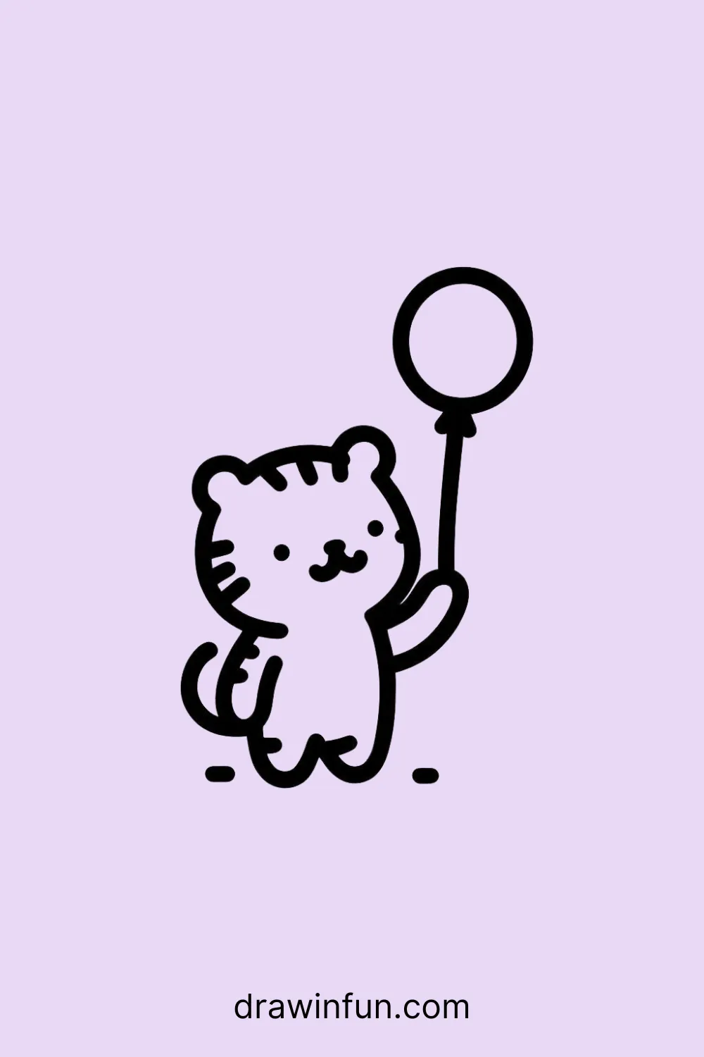 Tiger with a Balloon easy drawing