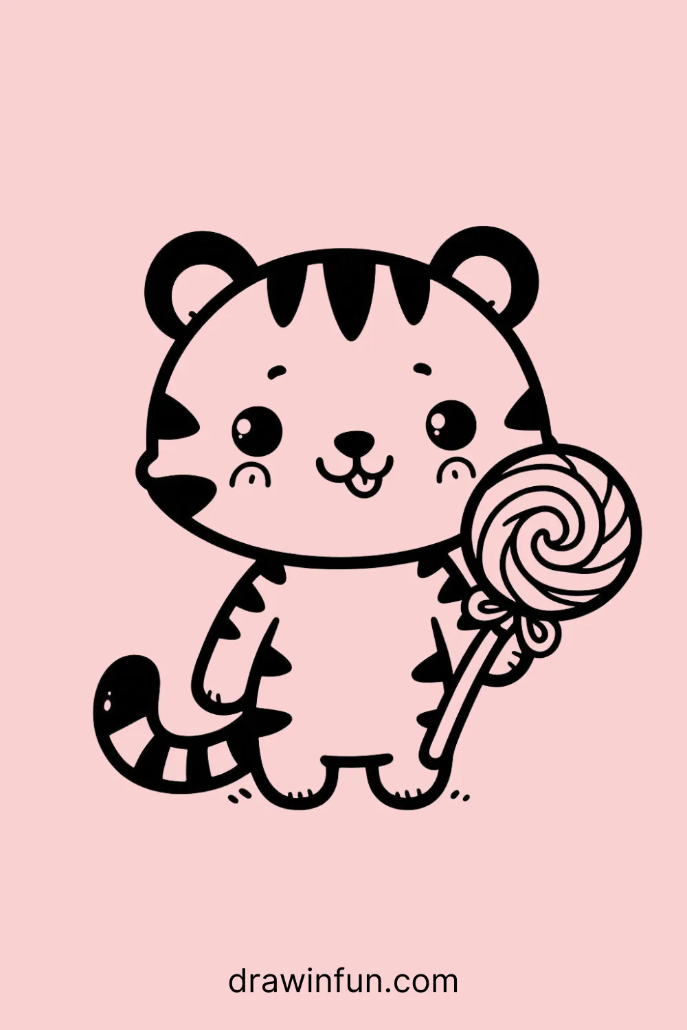 Tiger holding a lollipop easy drawing