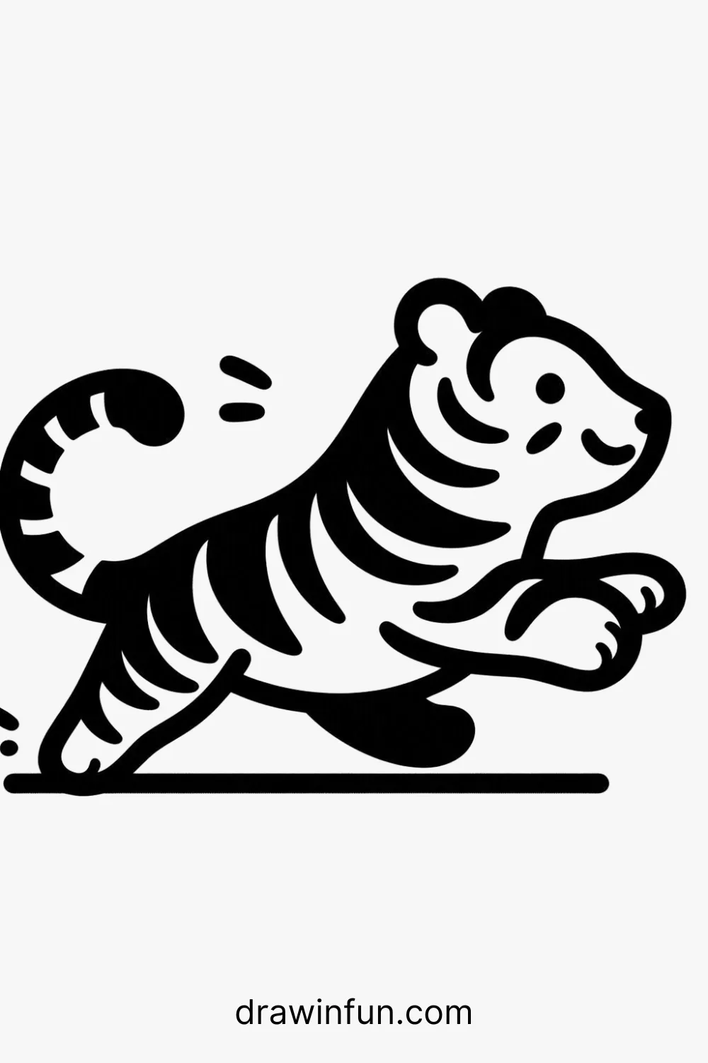 Tiger Running easy drawing