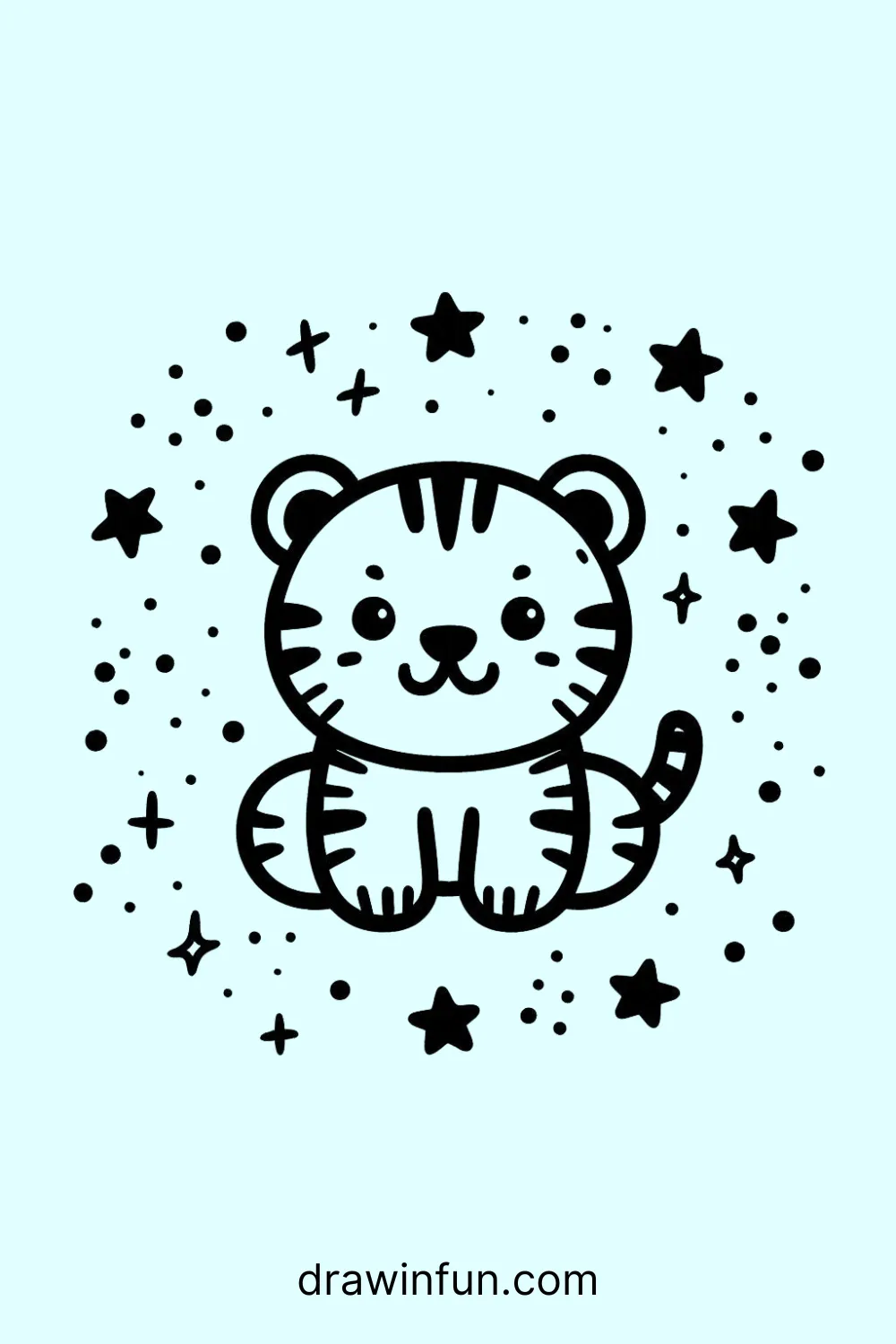 Tiger with Stars easy drawing