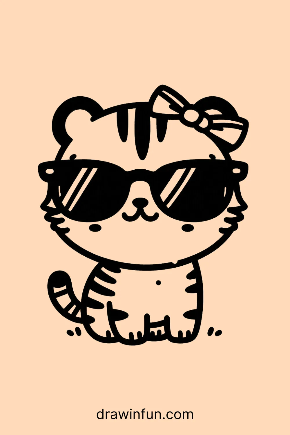 Tiger wearing cool sunglasses easy drawing