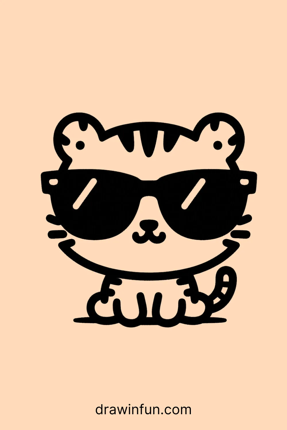 Tiger wearing cool sunglasses easy drawing