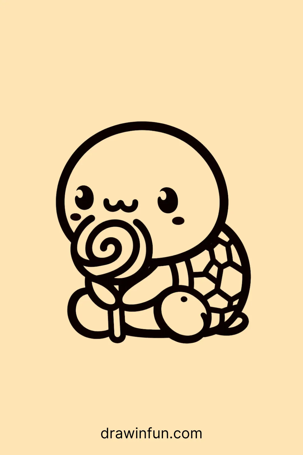 Tortoise holding a lollipop easy drawing