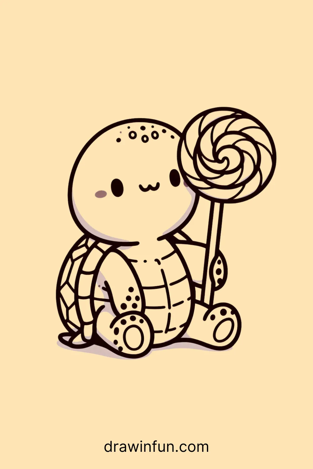 Tortoise holding a lollipop easy drawing