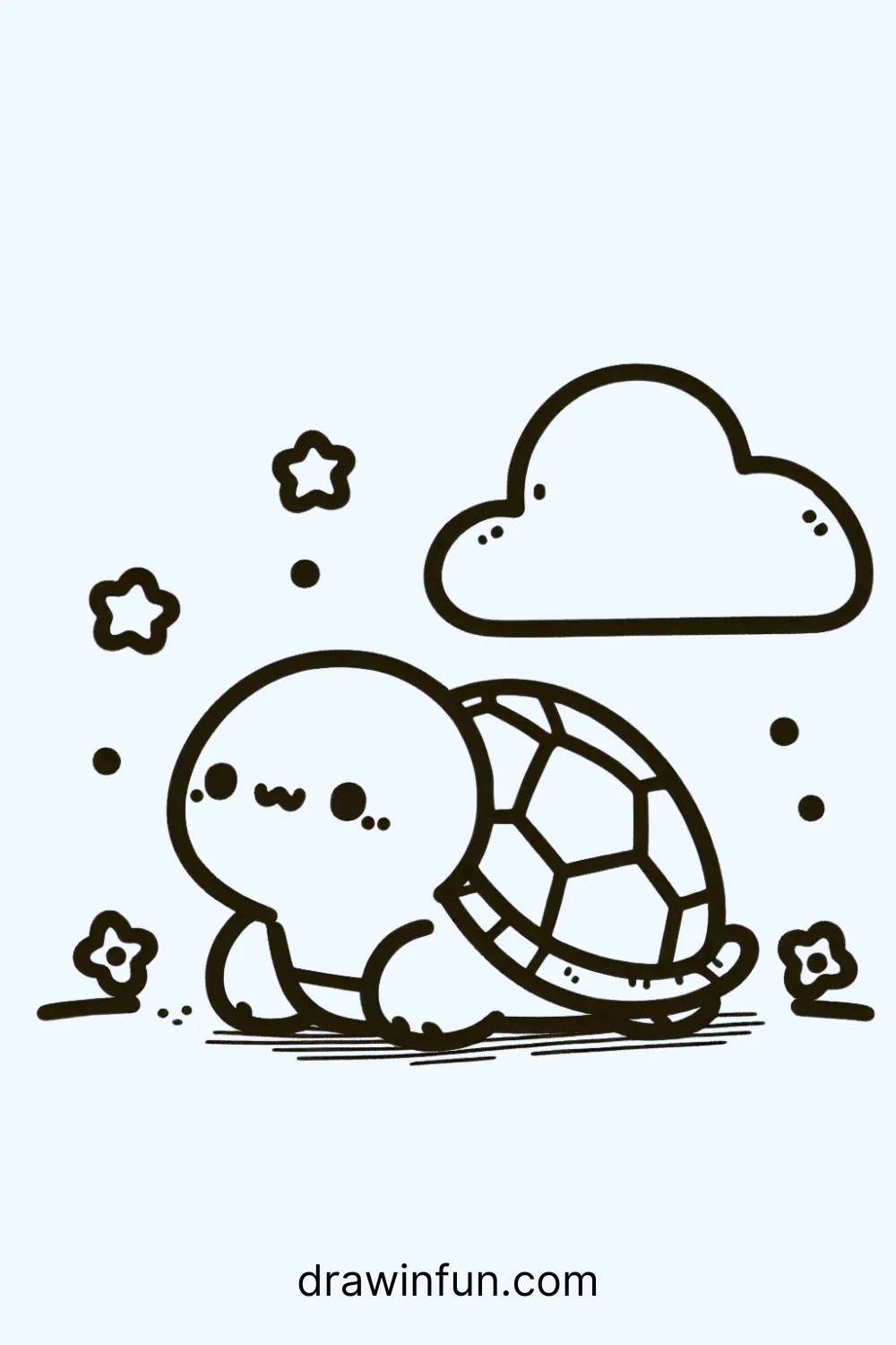 Tortoise with a Cloud easy drawing