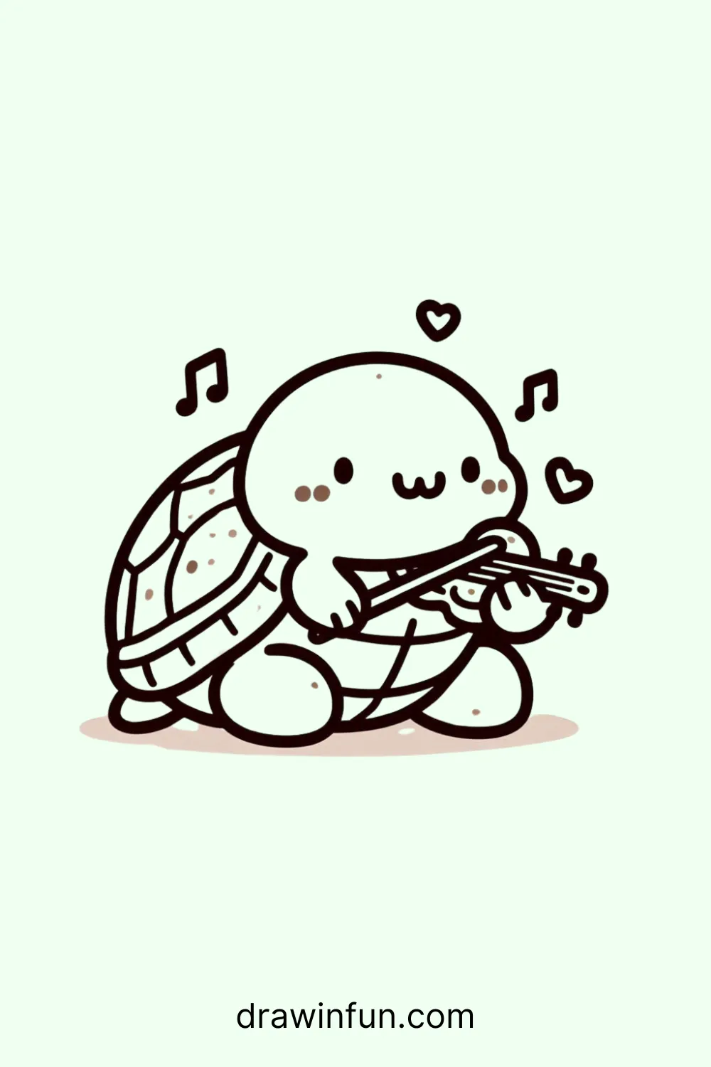 Tortoise with a Violin easy drawing