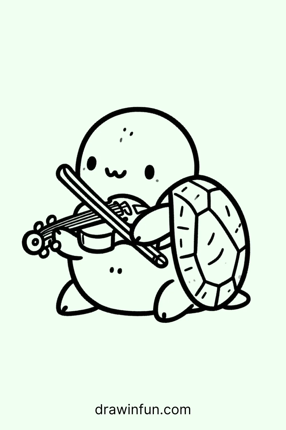 Tortoise with a Violin easy drawing