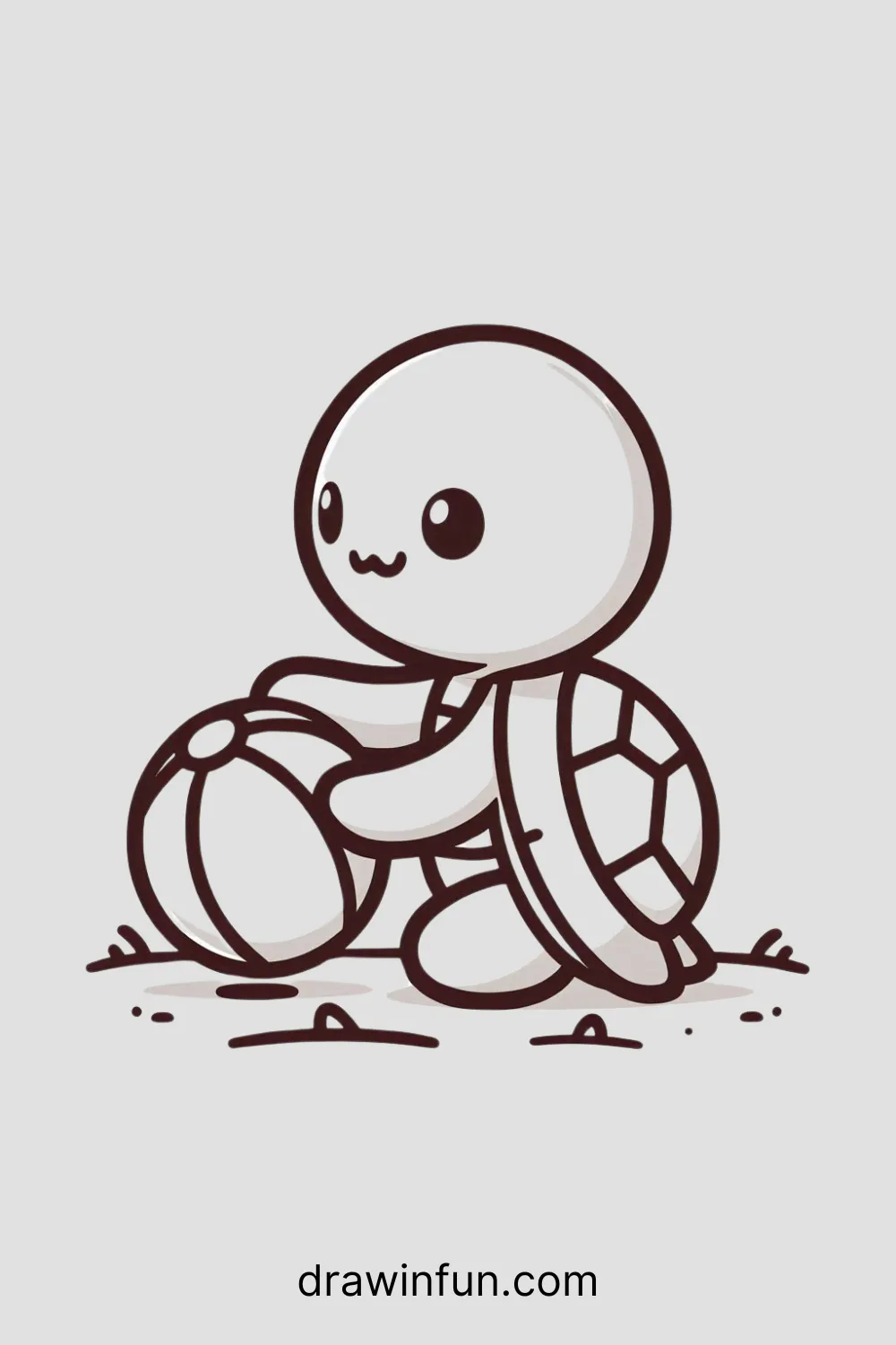 Tortoise playing with a beach ball easy drawing