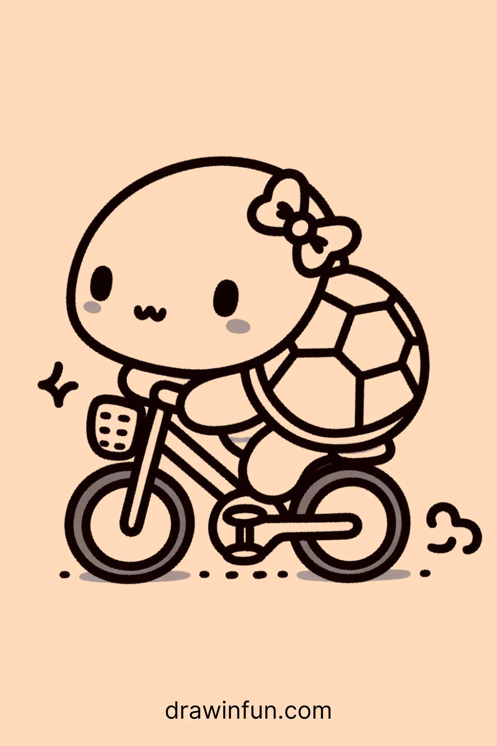 Tortoise riding a bicycle easy drawing