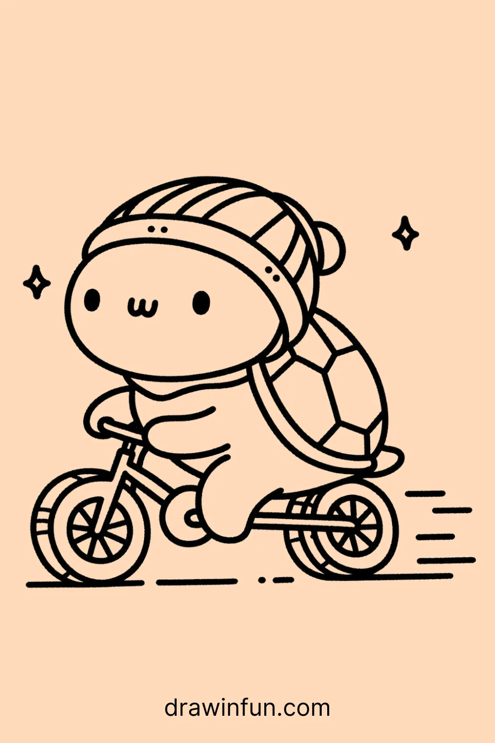 Tortoise riding a bicycle easy drawing