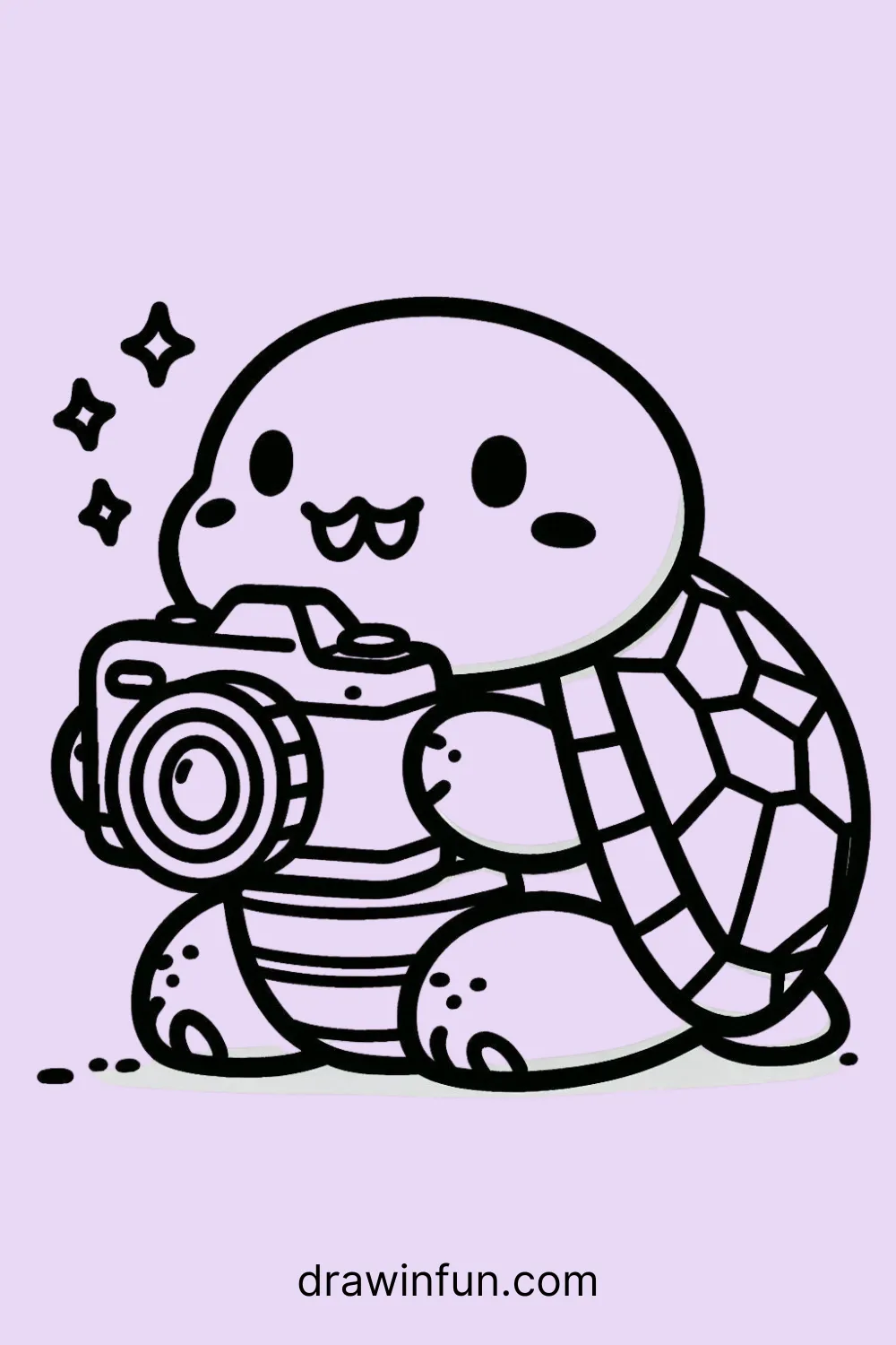 Tortoise with a Camera easy drawing